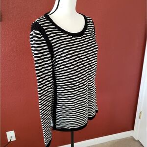 Calvin Klein Black and White Striped Sweater